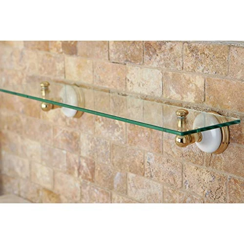 Kingston Brass BA1119PB Victorian Glass Shelf, Polished Brass - Image 3