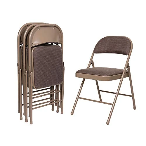 OEF Furnishings (4 Pack Fabric Upholstered Steel Folding Chair, Brown - Image 2