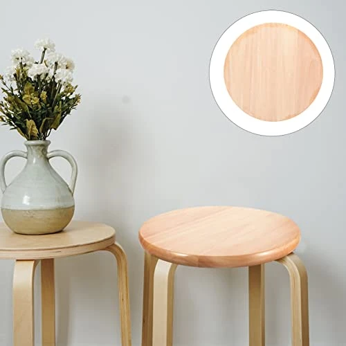 Yardwe Wooden Stool Seat Round Stool Replacement Bar Stool Seat Part Canteen Seat Stool Seat Tops Metal Stool Cushion Tops For Home Kitchen Dining Room Chairs - Image 5