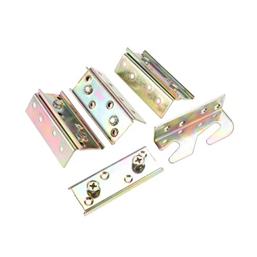 VILLCASE 8 Pcs Malm Bed Frame Metal Holder Adjustable Stand Headboard Kit For Adjustable Bed Bed Hardware Rail Bracket Buckle Gasket Big Bed Bed Rail Fasteners Rust Proof Frame Bracket 4x