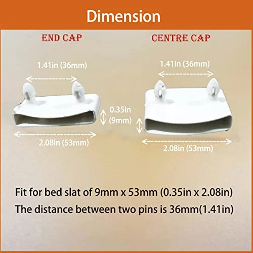 XIAONAN 24Pcs 53mm×9mm Plastic White Bed Slat Cover Replacement Holders End Caps For Holding Securing Wooden Slats Bed Base (2.087in X 0.354in) - Image 2