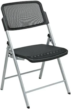 Office Star Deluxe Breathable ProGrid Seat And Back Folding Chair 2-Pack, Black Finish Frame - Image 6