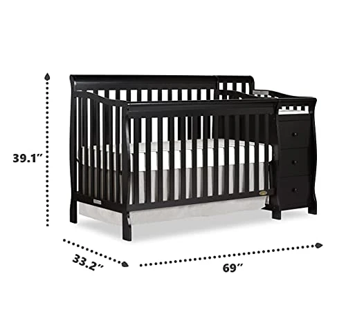 Dream On Me 5 In 1 Brody Convertible Crib With Changer In Black, Greenguard Gold Certified, Comes With 1" Changing Pad, Non-Toxic Finish, Made Of Durable Pinewood - Image 3