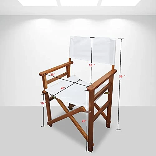 WEI WEI GLOBAL Set Of 2 19β Folding Director Chairs, Classic Height, Natural Hardwood Frame With White Canvas - Image 3