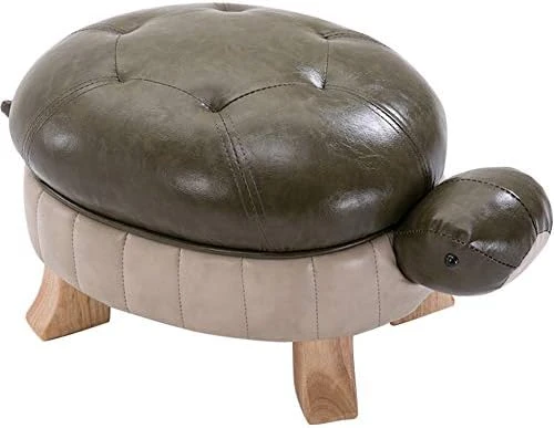 Kelendle Animal Footstool Turtle Upholstered Ottoman PU Leather Pouf Wood Foot Stool Rest For Living Room Bedroom Sofa Bench Seat Chair, Grass Green, Large - Image 9