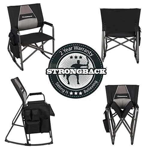 STRONGBACK Director With Innovative Lumbar Back Support Heavy Duty Camping Chair With Side Table - Image 7