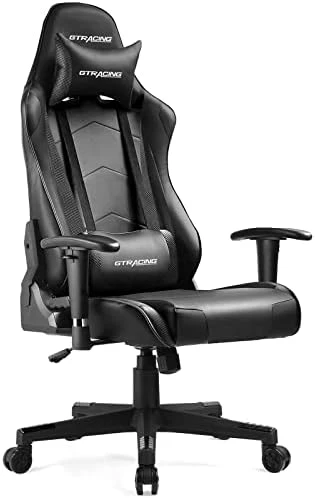GTRACING Gaming Chair Racing Office Computer Ergonomic Video Game Chair Backrest And Seat Height Adjustable Swivel Recliner With Headrest And Lumbar Pillow Esports Chair,Black - Image 4