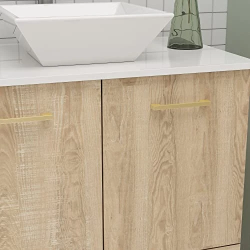 ECACAD Freestanding Bathroom Vanity With Sink Set, Bathroom Storage Cabinet With Drawer, 2 Doors And Large Storage Compartment, Light Brown (29.9”W X 18.8”D X 33.6”H) - Image 2