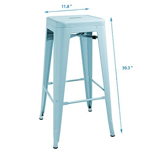 Furmax Indoor-Outdoor Counter Height Stackable Bar Stools Dream Blue, Set Of 4 - Image 3