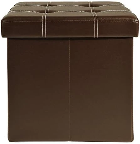 Achim Home Furnishings Collapsible Storage Ottoman 6 Drawers - Black Faux Leather 15x30x15 - Image 6
