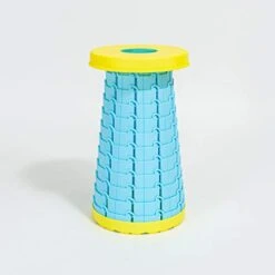 Tiancai's Folding Portable Outdoor/Indoor Stool, Retractable/ Telescoping Seat, BBQ, Fishing, Camping, Footstool, Kitchen Stool, Step Stool, Cute Stool (Yellow)