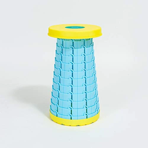 Tiancai's Folding Portable Outdoor/Indoor Stool, Retractable/ Telescoping Seat, BBQ, Fishing, Camping, Footstool, Kitchen Stool, Step Stool, Cute Stool (Yellow)
