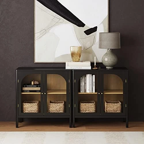 Nathan James Modern Storage, Buffet, Sideboard, Free Standing Accent Cabinet For Hallway, Entryway Or Living Room, 1, Walnut Brown/Black - Image 13