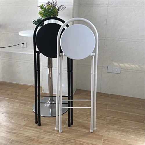 YNLeMM Modern Breakfast Bar Stools Foldable Stool Wooden Round Seat Folding Stool With Back Footrest Folding Bar Stool Seat Height 26in/28in/30in For Dining Room/Kitchen/Balcony/Living Room
