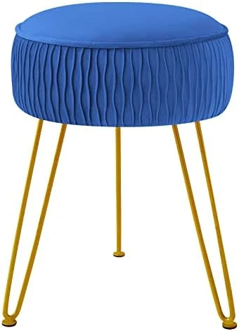 YOONIC Velvet Soft Modern Vanity Stool -Round Footrest Stool Ottoman Side Table Seat Dressing With Golden Metal Leg And Sponge Filling,Upholstered Foot Rest, For Living Room And Bedroom Pink - Image 14