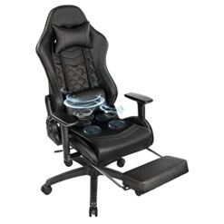 Blue Whale Heavy Duty Gaming Chair With Air-Cooling System, 350LBS Reinforced Nylon Base, High Back Racing Computer Chair With Adjustable Linked Armrest, PU Leather Ergonomic Office Chair