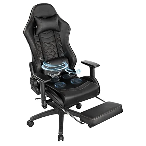 Blue Whale Heavy Duty Gaming Chair With Air-Cooling System, 350LBS Reinforced Nylon Base, High Back Racing Computer Chair With Adjustable Linked Armrest, PU Leather Ergonomic Office Chair