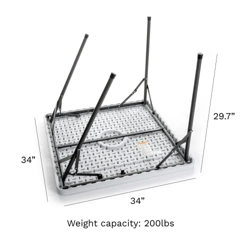 Iceberg IndestrucTable Classic Folding Table, Square, Platinum Granite, 200 Lbs. Weight Capacity 34" L X 34" W X 29" H - Image 3
