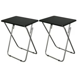 EHemco Folding TV Tray Tables For Eating, 19 By 15 By 26 Inches, Black, Set Of 2
