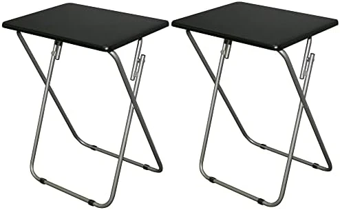 EHemco Folding TV Tray Tables For Eating, 19 By 15 By 26 Inches, Black, Set Of 2 - Image 6