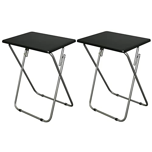 EHemco Folding TV Tray Tables For Eating, 19 By 15 By 26 Inches, Black, Set Of 2