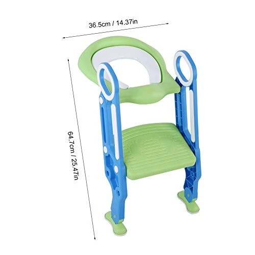 AYNEFY Potty Chair, Potty Training Seat Soft Toilet Chair Ladder Adjustable Safety Potty Training Seat With Anti-Slip Pads Ladder For Baby Boys Girls (Blue + Green) - Image 3
