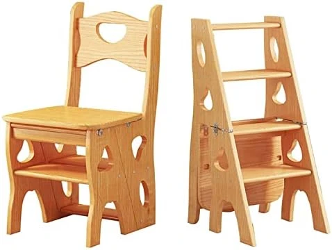 Wooden Folding Library Ladder Chair,Lightweight Portable Ladder Shelf,Multifunctional Step Stool,4-Step Stepladders Display Stand For Indoor Outoor, Green, 35x47.5x88cm(14x19x35inch) - Image 7