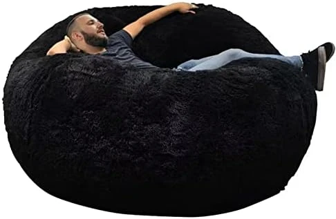 ASxmhGo Bean Bag Chairs, 7ft Giant Bean Bag Cover, Soft Fluffy Fur Bean Bag Chairs For Adults (Cover ONLY, NO Filler) Big Bean Bag Bed Oversized Lazy Bean Bag Couch(Dark Grey) 7FT (180cmx80cm) - Image 5