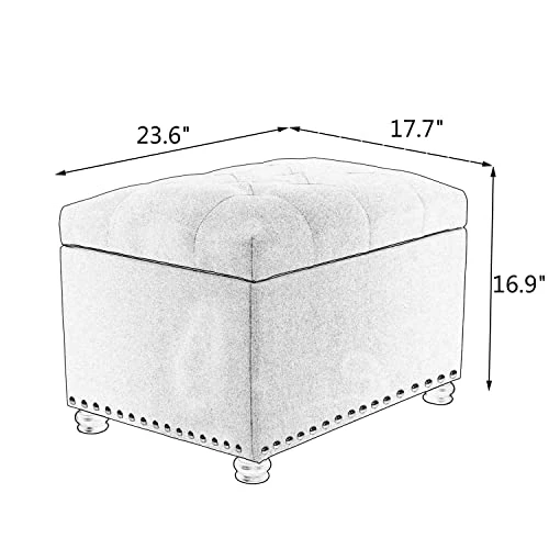 Joveco Storage Ottoman Rectangular Fabric Organization Bench (Beige) - Image 2