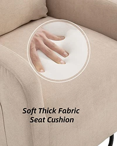 Luccalily Swivel Rocking Chair For Nursery, Upholstered Glider Nursery Chair With Breathable Fabric For Bedroom, Living Room, Beige - Image 2