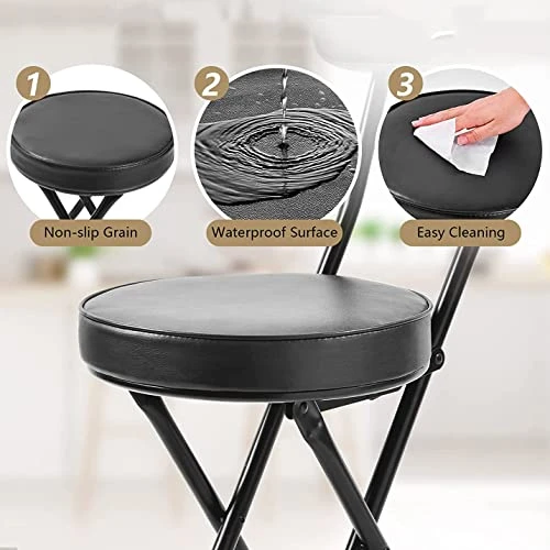 Cushioned Padded Folding Stool, 28.7-Inch Foldable Folding Bar Stool,Portable Folding Stool With Handle For Fishing Hiking Gardening Travel BBQ - Image 5