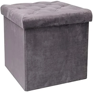B FSOBEIIALEO Storage Ottoman Cube, Velvet Tufted Folding Ottomans With Lid, Footstool Rest Padded Seat For Bedroom (Pink, Medium) - Image 13