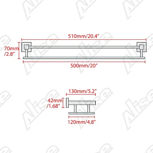 Alise GC2000-LS SUS 304 Stainless Steel Bathroom Glass Shelf Wall Mount 20 Inch,Brushed Nickel - Image 2