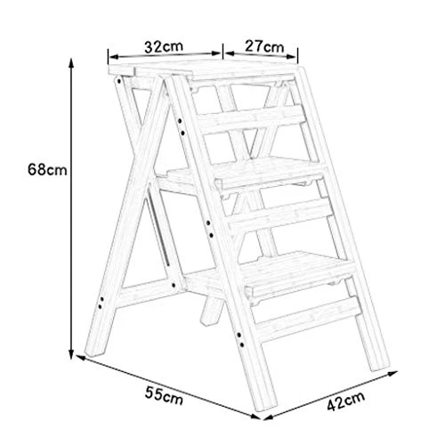 DINGZZ Step Stool-Portable Folding 3-Step Ladder,Folding Step Stool,Portable Lightweight Folding Space Saving Ladders,Multi-Use For Household, Market, Office