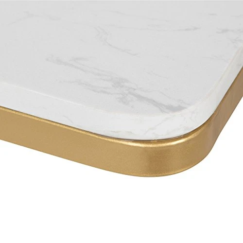 Kate And Laurel Credele Modern-Glam Sofa Side C-Table With Gold Metal Base And Man-Made Marble Top - Image 4