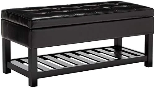 FIRST HILL FHW Ottoman Bench Storage, 43.5 By 17 By 18.1 Inches (LxWxH), Black - Image 3