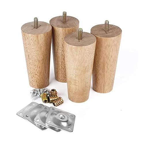EPHASI 12CM Solid Wood Furniture Sofa Legs Set M8 Bolt Oak Tapered Replacement Sofa Bench Chair Coffee Table Cabinet Leg Set Of 4 (Color : Style 1) - Image 2