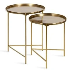 Kate And Laurel Ulani Round Metal Nesting Accent Tables, 2 Piece, Gold
