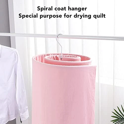 OKJHFD Spiral Quilt Drying Hanger, Round Spiral Quilt Sheets Hanger Innovative Rotating Quilt Drying Rack Strong Load Bearing Home Balcony Quilt Drying Tool - Image 3