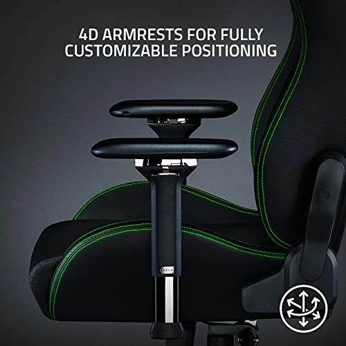 Razer Iskur Gaming Chair: Ergonomic Lumbar Support System - Multi-Layered Synthetic Leather - High Density Foam Cushions - Engineered To Carry - Memory Foam Head Cushion - Black/Green - Image 3
