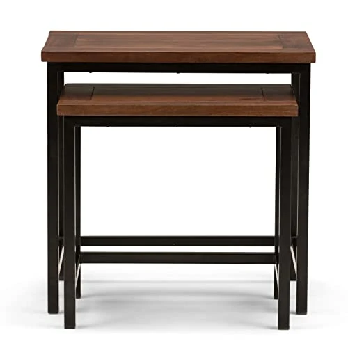 SIMPLIHOME Skyler SOLID MANGO WOOD And Metal 25 Inch Wide Rectangle Nesting 2 Pc Side Table In Dark Cognac Brown, Fully Assembled, For The Living Room And Bedroom - Image 4