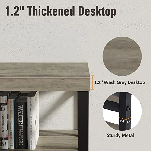 LGHM Console Tables For Entryway, Sofa Console Table Narrow With 5-Tier Storage Shelves For Living Room, Couch Hallway Table For Hall, Entry, Gray Wash