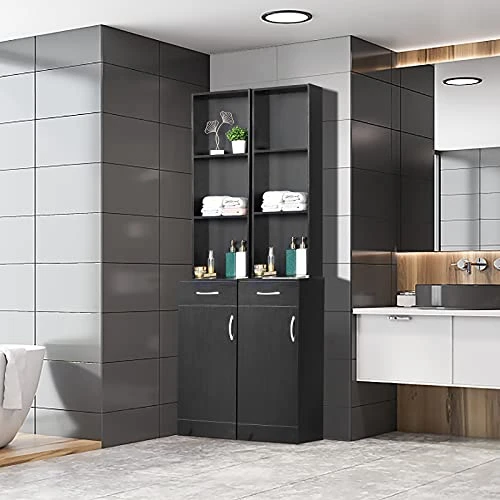 Layta Slim Tall Bathroom Storage Cabinet Freestanding Narrow Linen Cabinet, Multi-Purpose Bathroom Furniture Cabinets With Door And Shelf For Bathroom,Living Room,Corridor,Bedroom, Black - Image 3