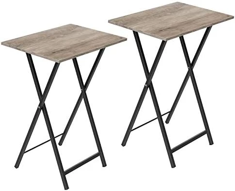 HOOBRO Folding TV Tray Tables, Set Of 2 Side Table For Small Space, Industrial Snack Tables For Eating At Couch, Stable Metal Frame, Easy Assembly, Space Saving, Rustic Brown And Black BF25BZ01 - Image 5
