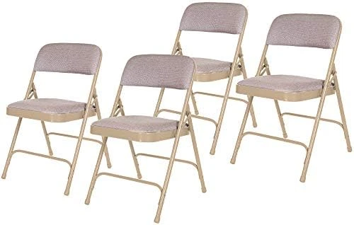 OEF Furnishings Deluxe Fabric Upholstered Double Hinge Premium Folding Chairs, Grey - Image 6