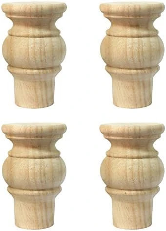 WEICHUAN Solid Wood Furniture Legs Bun Feet Replacement Sofa Couch Chair Ottoman Loveseat Coffee Table Cabinet TV Stand Dresser Wood Legs Set Of 4 (4", Primer Paint) - Image 5