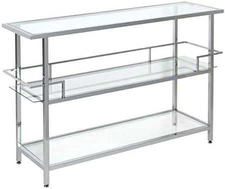 Studio Designs Home Chrome With Clear Veranda Round Metal And Glass Bar Cart, 24" W X 24" D X 29" H - Image 7