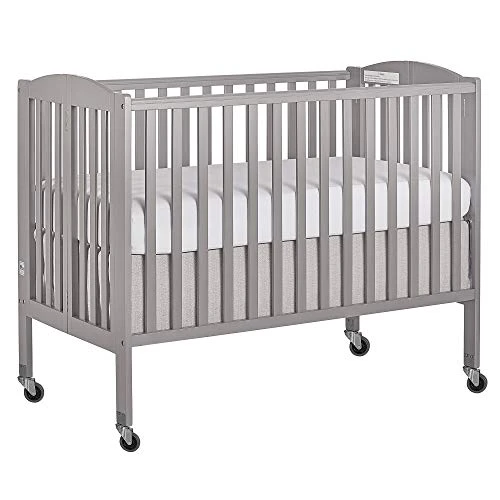 Dream On Me Folding Full Size Convenience Crib In Natural, Two Adjustable Mattress Height Positions, Comes With Heavy Duty Locking Wheels, Flat Folding - Image 6