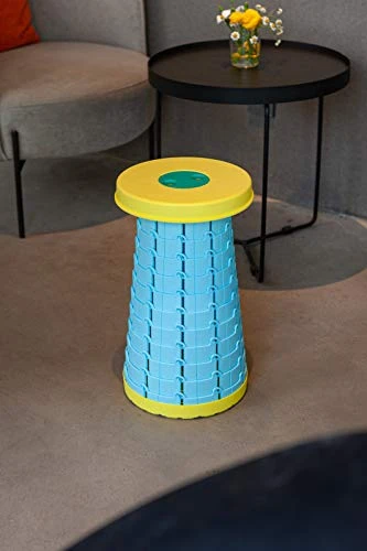 Tiancai's Folding Portable Outdoor/Indoor Stool, Retractable/ Telescoping Seat, BBQ, Fishing, Camping, Footstool, Kitchen Stool, Step Stool, Cute Stool (Yellow) - Image 3