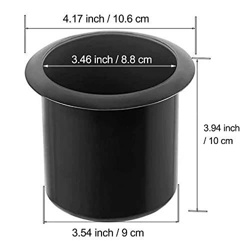 GYBest 2 Pcs Plastic Black Cup Holder, Recliner-Handles Replacement Cup Holder Insert For Sofa Boat Couch Recliner Poker Table (Bottom: 3.54", Top: 4.17", Height: 3.94") - Image 2